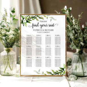 12 Tische Hochzeitsplanung Elegante Landschaft Poster