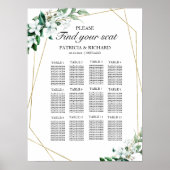 12 Tische Hochzeitssitzplan Greenery Geometric Poster (Vorne)