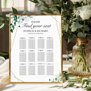 12 Tische Hochzeitssitzplan Greenery Geometric Poster