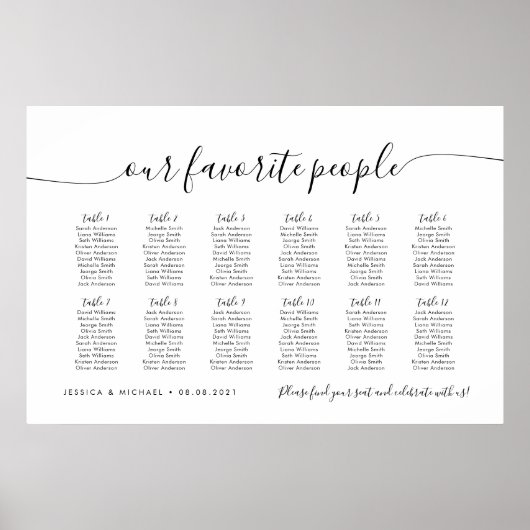 12 Tische modernisieren unsere Lieblingssitzkarte Poster (Vorne)