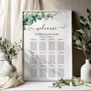 12 Tische Rustikale Grünpflanzen Hochzeitstabelle Poster
