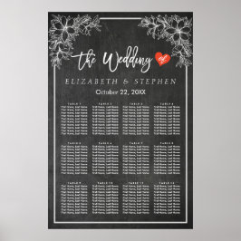12 Tische Seatekarte Tafel Blumenrahmen Poster