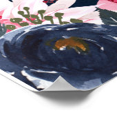 12 Tischkarten Foto Willkommen Burgundy Blue Poster (Ecke)