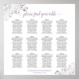 12 Tischlacy Lavendel White Wedding Seating Chart Poster