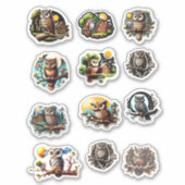 12 verschiedene Aufkleber für Eule (Vorderseite)