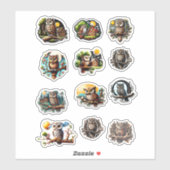 12 verschiedene Aufkleber für Eule (Blatt)