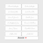 12 Wedding Guest Names Elegant Handwriting Script Aufkleber (Blatt)