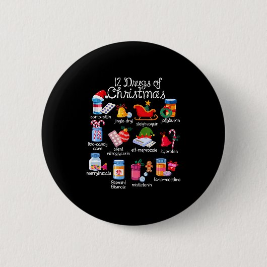 12 Weihnachtsdrogen Apotheker Techniker Pharma Button (Vorderseite)