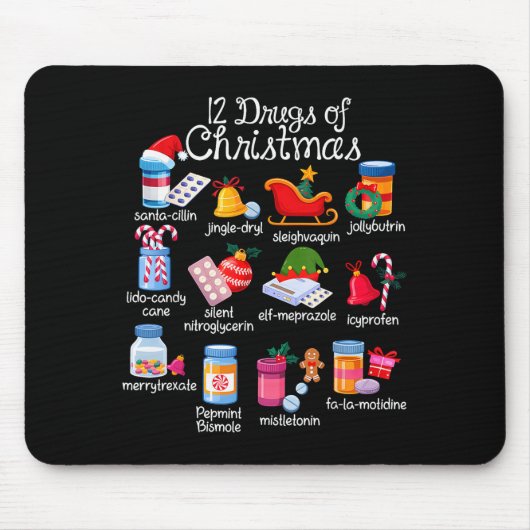12 Weihnachtsdrogen Apotheker Techniker Pharma Mousepad (Vorne)