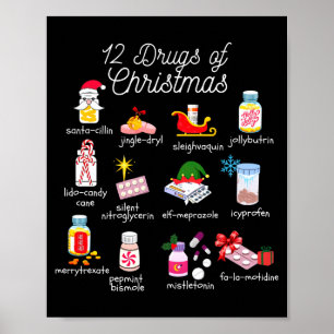 12 Weihnachtsdrogen Apotheker Techniker Pharma Poster