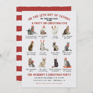 12 Weihnachtsfeiertag Katzen Weihnachtsfest Party Einladung