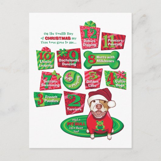 12 Weihnachtshunde Feiertagspostkarte (Vorderseite)
