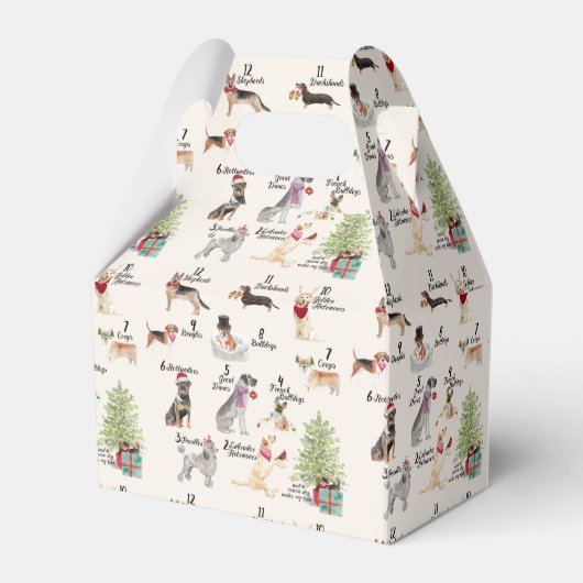 12 Weihnachtshunde im Holiday Spirit Outfits Geschenkschachtel (Vorderseite)