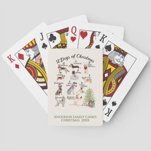12 Weihnachtshunde in Holiday Spirit Games Spielkarten (Rückseite)
