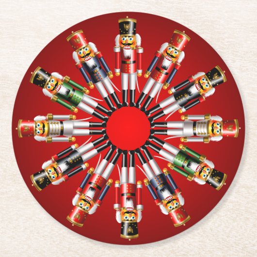 12 Weihnachtsmann Nutcracker Toy Soldiers Runder Pappuntersetzer (Vorderseite)