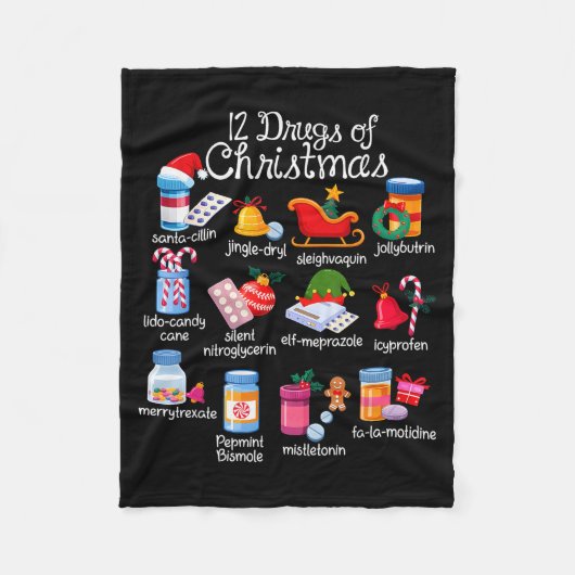 12 Weihnachtsmedikamente Apotheker Techniker Pharm Fleecedecke (Vorderseite)