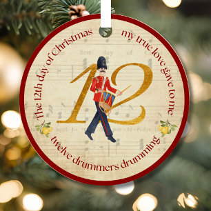 12. Weihnachtstag Zwölf Trommler trommeln Ornament Aus Metall