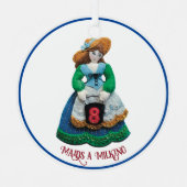 12 Weihnachtstage 8 Weihnachtsmädchen a Milking In Ornament Aus Metall (Vorderseite)