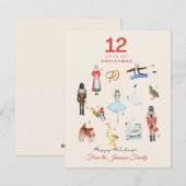 12 Weihnachtstage Feiertagskarte (Vorne/Hinten)