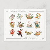 12 Weihnachtstage Feiertagspostkarte (Vorderseite)