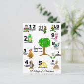 12 Weihnachtstage Feiertagspostkarte (Stehend Vorderseite)