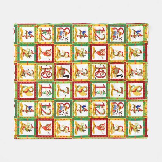 12 Weihnachtstage Fleecedecke (Vorderseite (Horizontal))