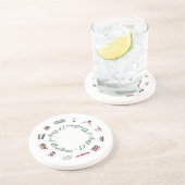 12 Weihnachtstage in einem Kreis von Rot und Grün Getränkeuntersetzer (Seite)