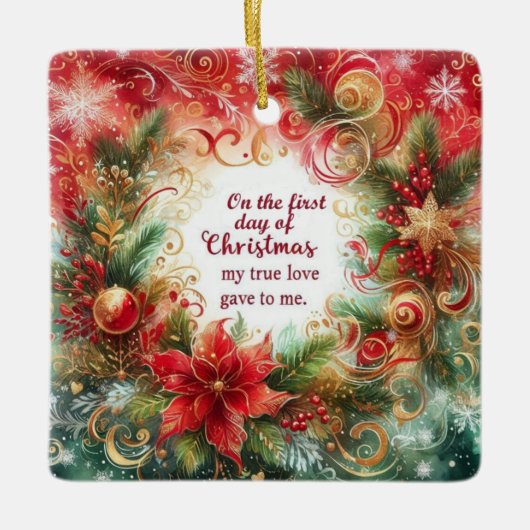 12 Weihnachtstage Keramikornament (Vorderseite)