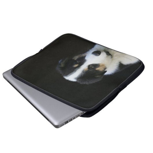 12 Wochen-alter Border-Collie-Welpe Laptopschutzhülle (Vorne Knopf)