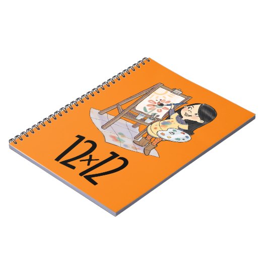 12 x 12 Maler Girl Spiral Notebook Orange Notizblock (Linke Seite)