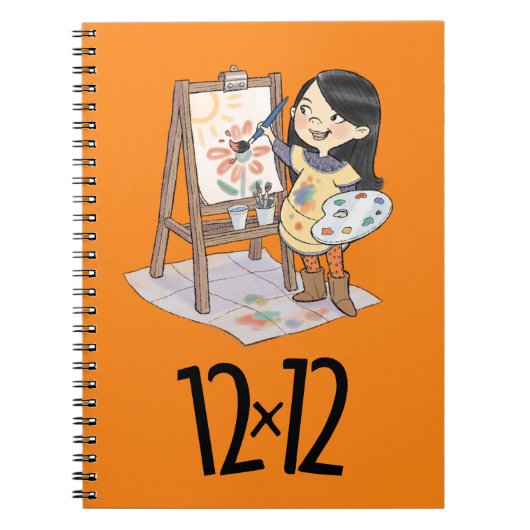 12 x 12 Maler Girl Spiral Notebook Orange Notizblock (Vorderseite)