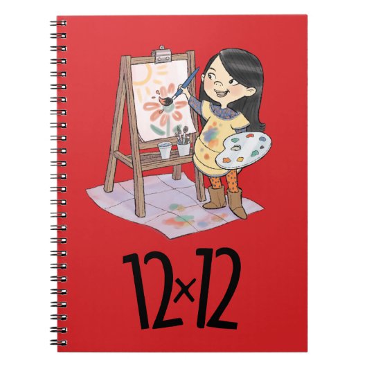 12 x 12 Maler Girl Spiral Notebook Red Notizblock (Vorderseite)