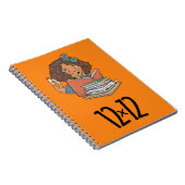 12 x 12 Reader Girl Spiral Notebook Orange Notizblock (Rechte Seite)
