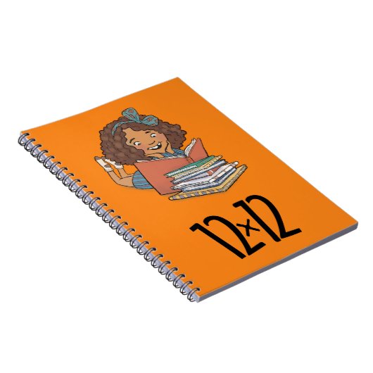 12 x 12 Reader Girl Spiral Notebook Orange Notizblock (Rechte Seite)