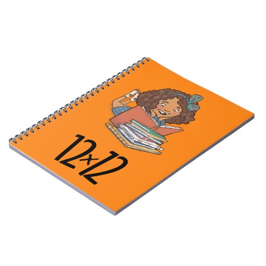 12 x 12 Reader Girl Spiral Notebook Orange Notizblock (Linke Seite)