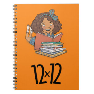 12 x 12 Reader Girl Spiral Notebook Orange Notizblock
