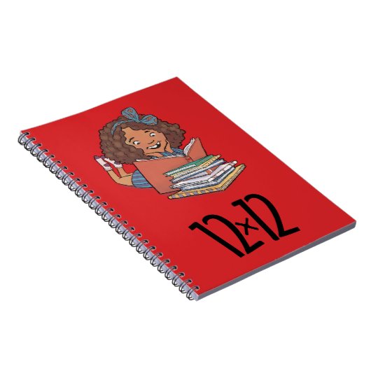 12 x 12 Reader Girl Spiral Notebook Red Notizblock (Rechte Seite)