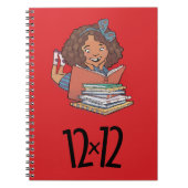 12 x 12 Reader Girl Spiral Notebook Red Notizblock (Vorderseite)