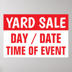 12" X 18" Yard Verkauf Informationsbroschüre Poster