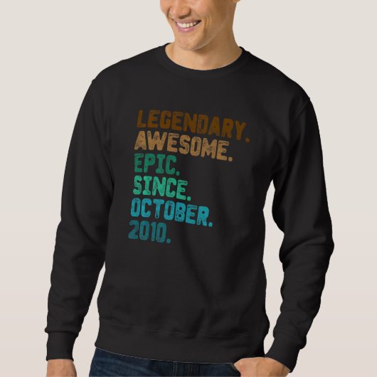 12 Year Old Legend Since October 2010 12th Birthd Sweatshirt (Vorderseite)