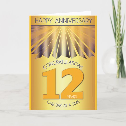 12 Year Sober Anniversary | Golden Ray 12 Step Karte (Vorderseite)