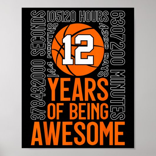 12 Years Of Being Awesome Sketll 12th Birthday Poster (Vorne)