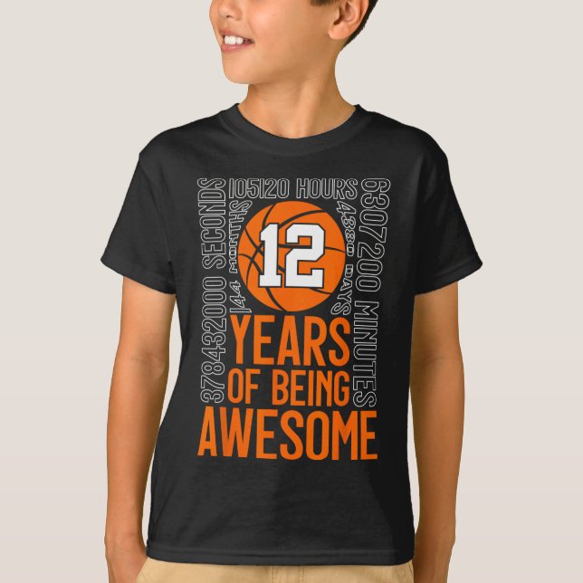 12 Years Of Being Awesome Sketll 12th Birthday  T-Shirt (Vorderseite)