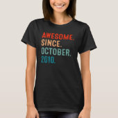 12 Years Old Awesome Since October 2010 12th Bday T-Shirt (Vorderseite)