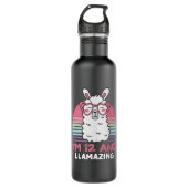 12 Years Old Bday Llamazing 12th Birthday Llama Edelstahlflasche (Vorderseite)