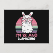 12 Years Old Bday Llamazing 12th Birthday Llama Postkarte (Vorderseite)