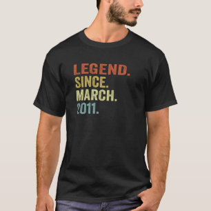 12 Years Old Legend Since March 2011 12th Birthday T-Shirt
