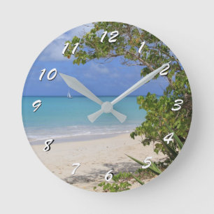 12 Zahlenoptionen für Antigua Beach-Clock Runde Wanduhr