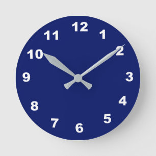 12 Zahlenoptionen für Navy Blue Clock Runde Wanduhr