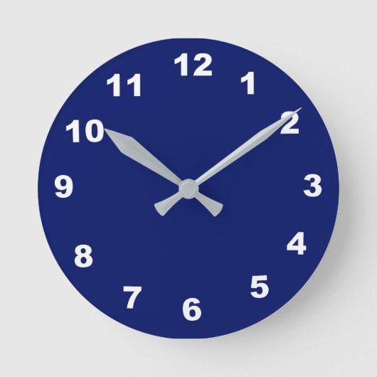 12 Zahlenoptionen für Navy Blue Clock Runde Wanduhr (Vorderseite)